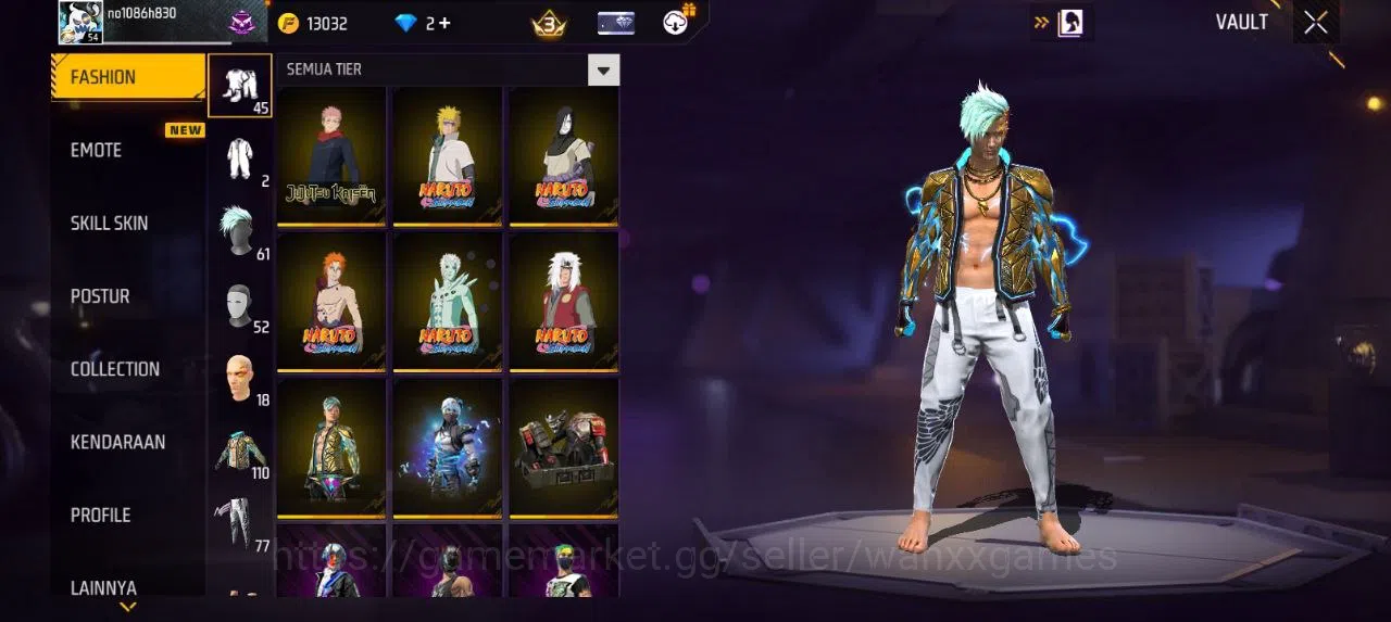 Free Fire Accounts Indonesia  | AKUN LVL 54 SG MAMBAH VAULT 110 EMOTE 20 KATANA LOBY 2 TAS 20 WEAPON 148 | W508 2