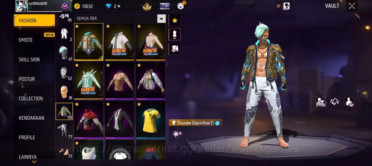 Free Fire Accounts Indonesia  | AKUN LVL 54 SG MAMBAH VAULT 110 EMOTE 20 KATANA LOBY 2 TAS 20 WEAPON 148 | W508 3