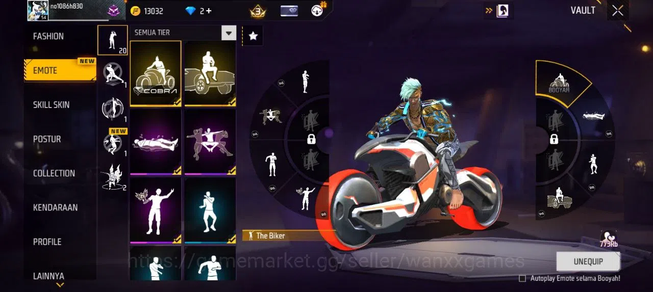 Free Fire Accounts Indonesia  | AKUN LVL 54 SG MAMBAH VAULT 110 EMOTE 20 KATANA LOBY 2 TAS 20 WEAPON 148 | W508 4