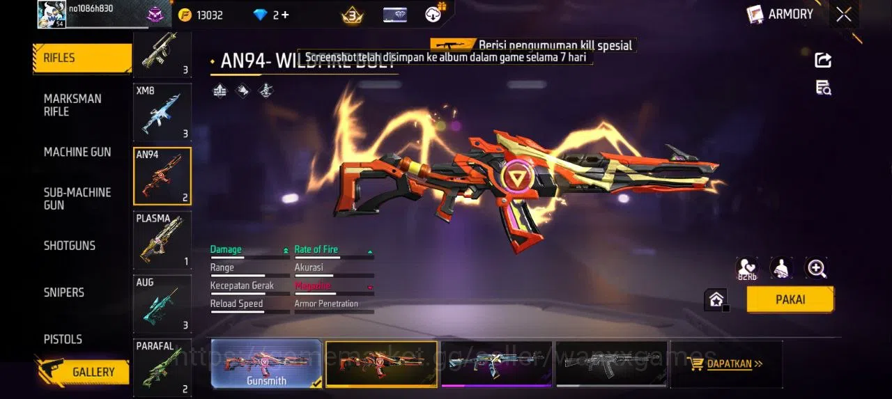 Free Fire Accounts Indonesia  | AKUN LVL 54 SG MAMBAH VAULT 110 EMOTE 20 KATANA LOBY 2 TAS 20 WEAPON 148 | W508 6