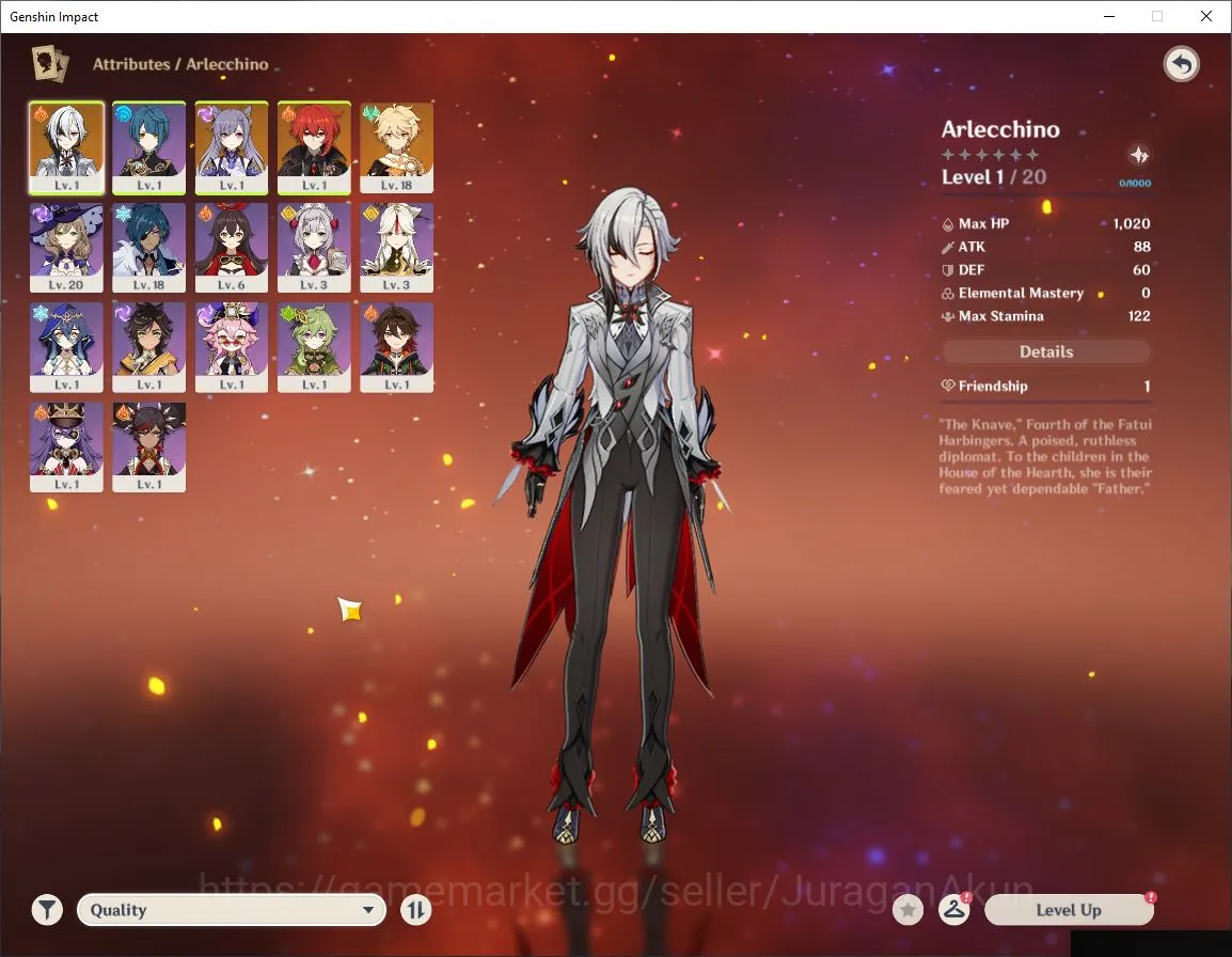Genshin Impact Accounts Starter ASIA|AR 10|Fresh Starter|1 Limited [Arlecchino,Keqing,Diluc]|Low Explore Maps|MC Male|Take 2