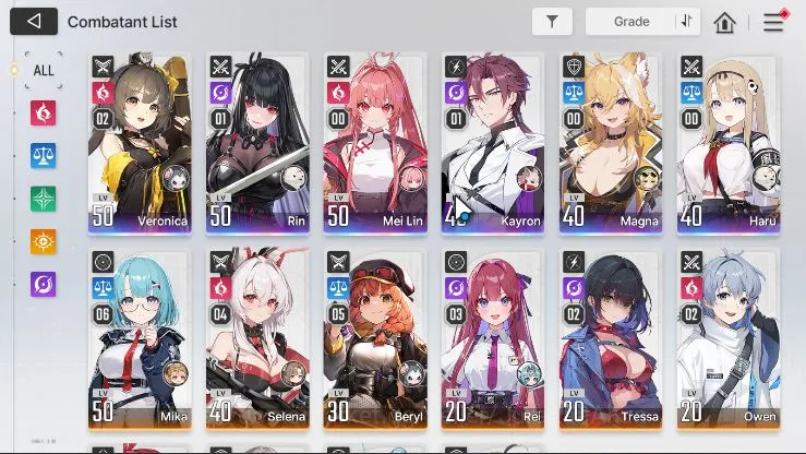 Chaos Zero Nightmare Accounts GLOBAL Lv41| 6 SSR (VeronicaM2,RinM1,KayronM1,MeiLin,Magna,Haru) + 10 SR (MikaM6,BerylM5,etc 2
