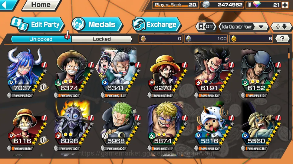 One Piece Bounty Rush Accounts Mid-Tier Global|6 META Extreme [Kaido,Kuzan,The Four Emperor Shanks,Kid and 4