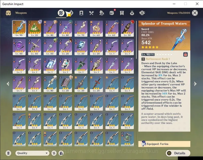 Genshin Impact Accounts Mid Game ASIA|AR 53| 2 Limited+2 [5*Weapon] | Furina+Sign,Arlecchino | 3 Std [Diluc,Jean,Mizuki] |MC 3