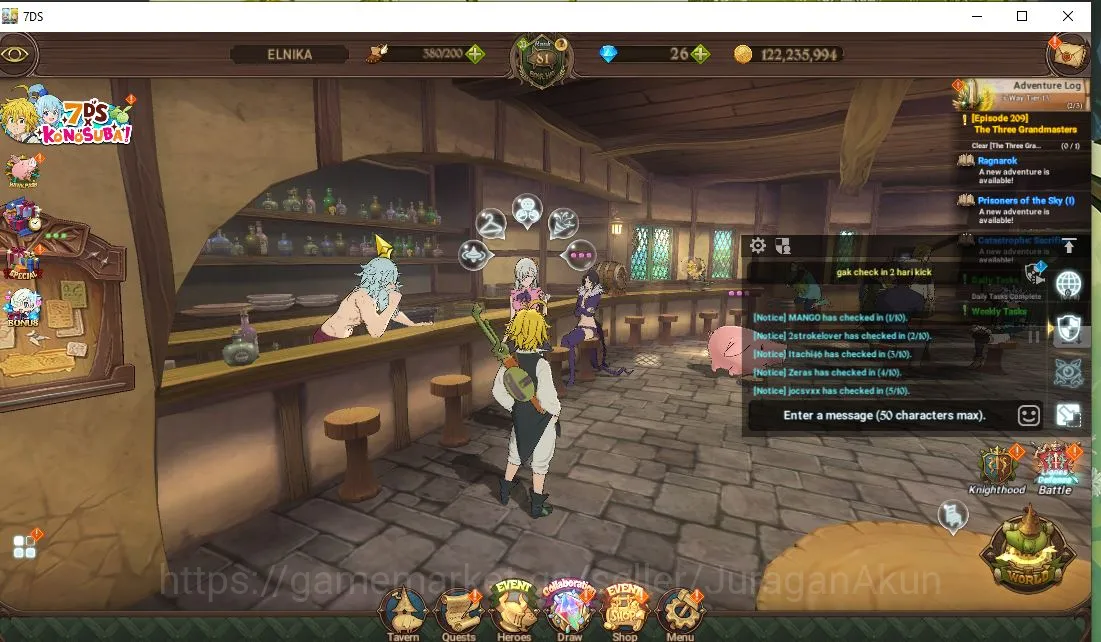 The Seven Deadly Sins: Grand Cross Accounts Midgame Asia|2,4M CC|5 UR +Colabs Blessing (Skuld,King Diane,Sabunak 2/6,Chaos