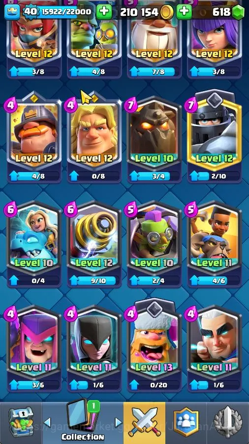 Clash Royale Accounts Midgame Lvl 40|Trophy 7713|KTL 13|Card 119|8 EVO,7 Champion,21 Legend,32 Epic,30 Rare,29 Common|618 4