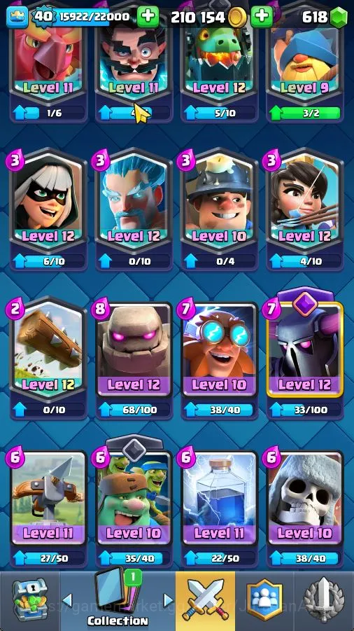 Clash Royale Accounts Midgame Lvl 40|Trophy 7713|KTL 13|Card 119|8 EVO,7 Champion,21 Legend,32 Epic,30 Rare,29 Common|618 5