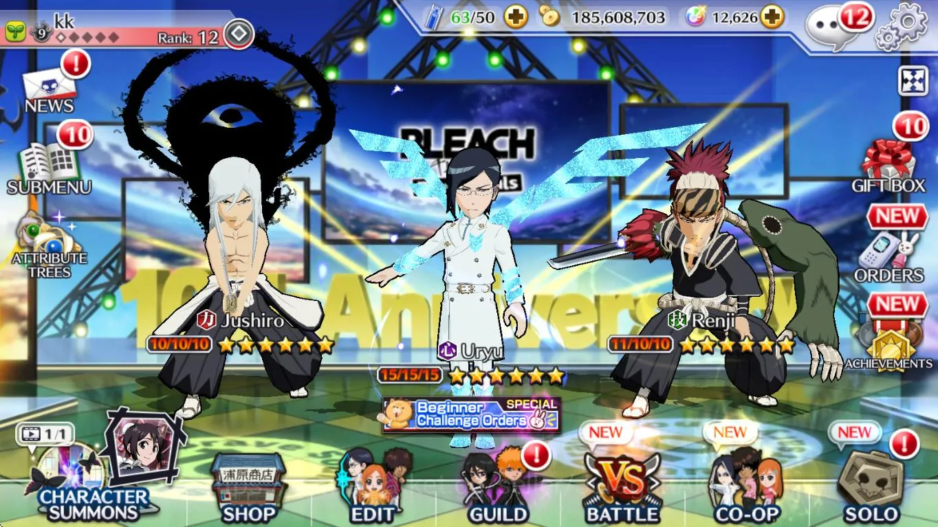 Bleach: Brave Souls Accounts Mid-Tier [GLOBAL] 12k Orbs + 3 Max Transcendence (TYBW25 Uryu+Jushiro+Renji), Renewed 4