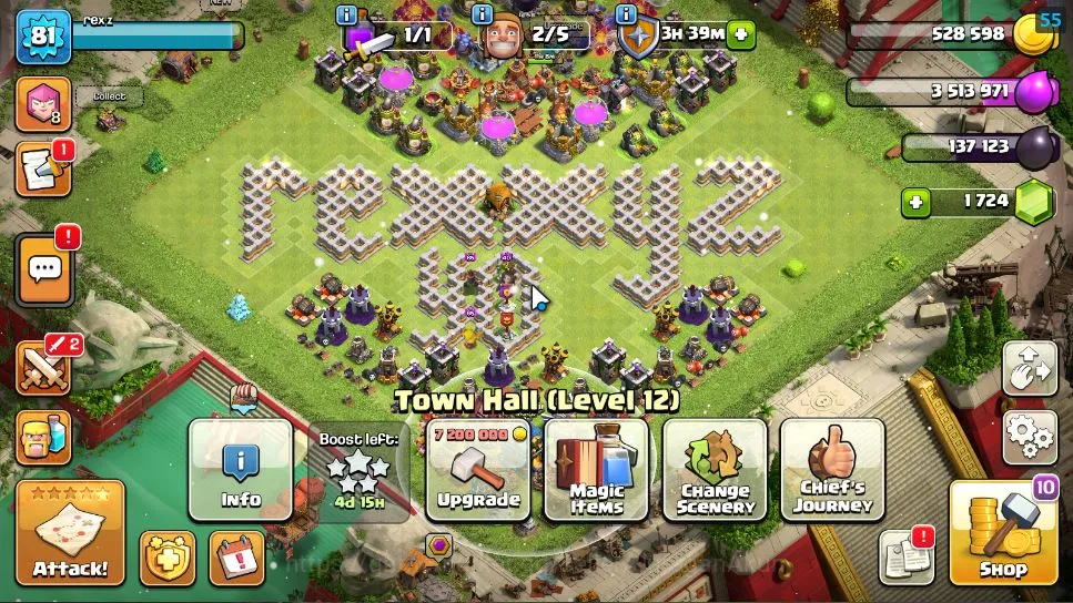 Clash of Clans Mid-Tier TH 12 - BH 6|Limited Skin|LV 81|HH 5|BK 46,AQ 46,G image 1