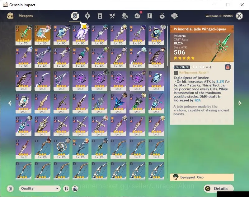 Genshin Impact Accounts Mid Game ASIA|AR 55| 8 Limited+2 [5*Weapon] | Xiao+Sign [Raiden,Citlali,Skirk,Nahida,Lyney Etc] | MC 3