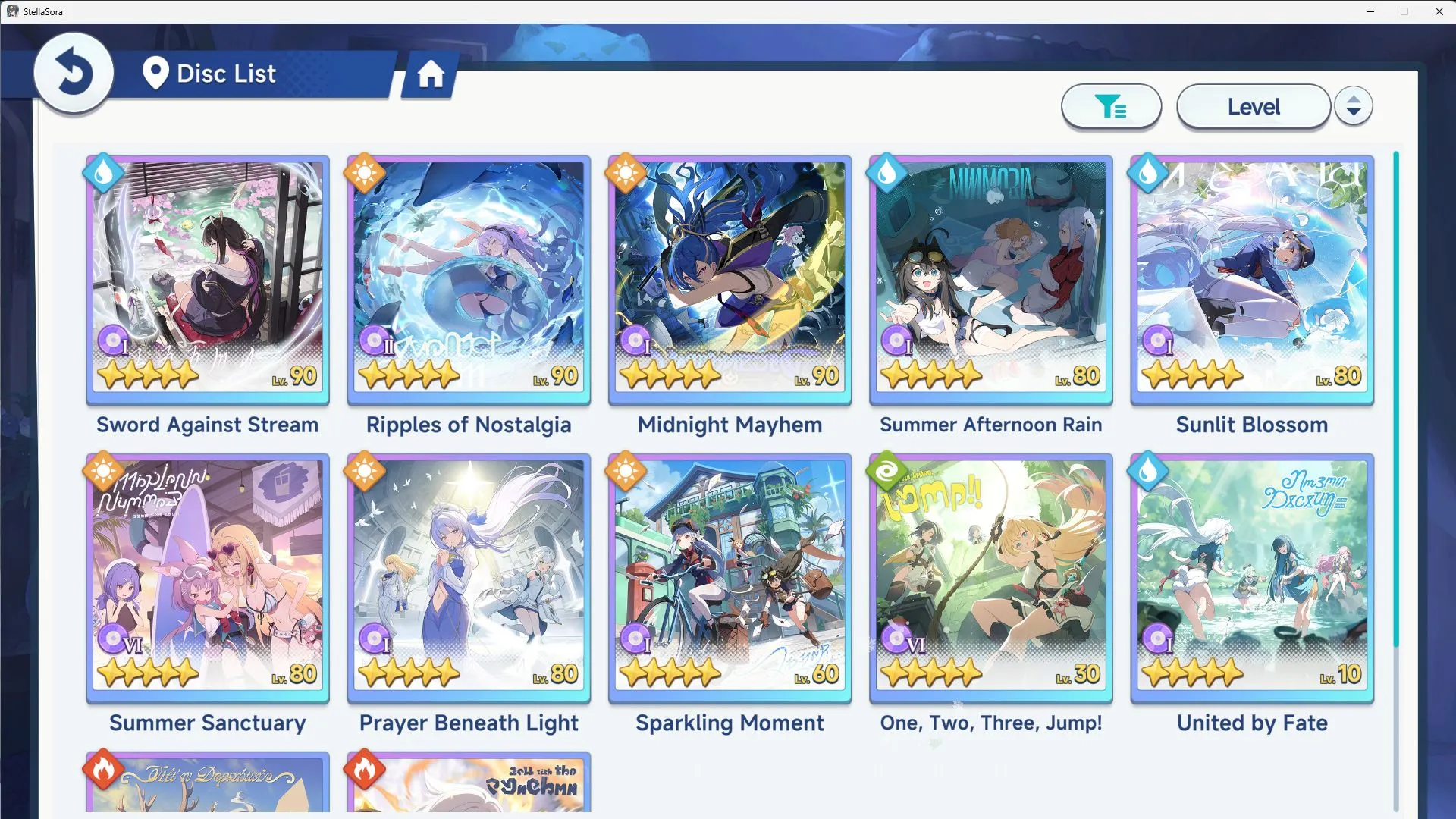 Stella Sora Accounts Global Lv40 ENDGAME|9 SSR 4 Limit(ChitoseT1,Shia,Snowish,Nazuka,NazunaT1,GeriaT2,ChixiaT2)12 SSR 4
