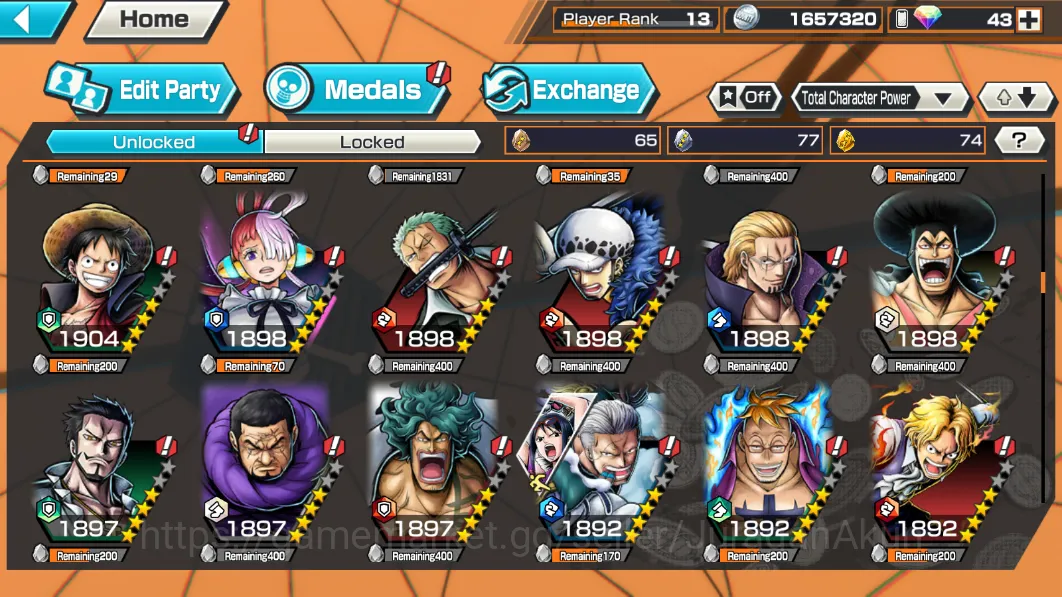 One Piece Bounty Rush Accounts Mid-Tier Global|4 META EX[Luffy Gear5,Sabo,Kid&Law,Kuzan,ETC]Rank 13|Log Bandai|Check