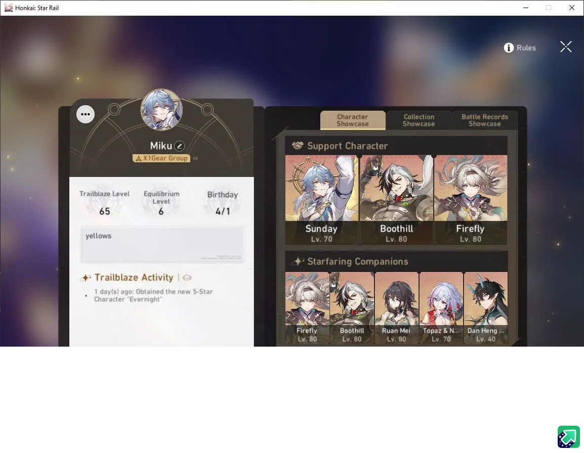 Honkai Star Rail Accounts ASIA|TL 65| 9 Limited | Sunday+Sign,,Evernight,Fir image 1