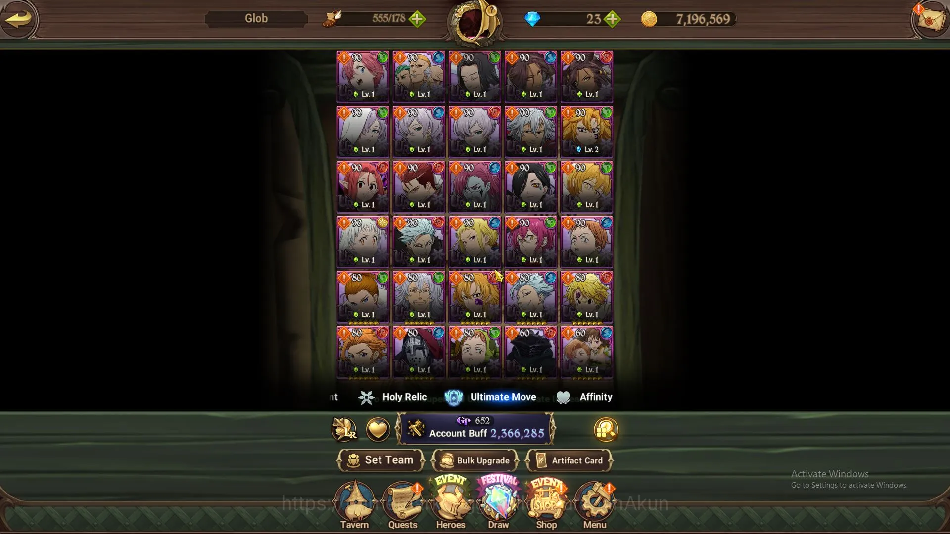 The Seven Deadly Sins: Grand Cross Accounts Midgame GLOBAL | 2,3M CC | 2 LR + 7 UR 3