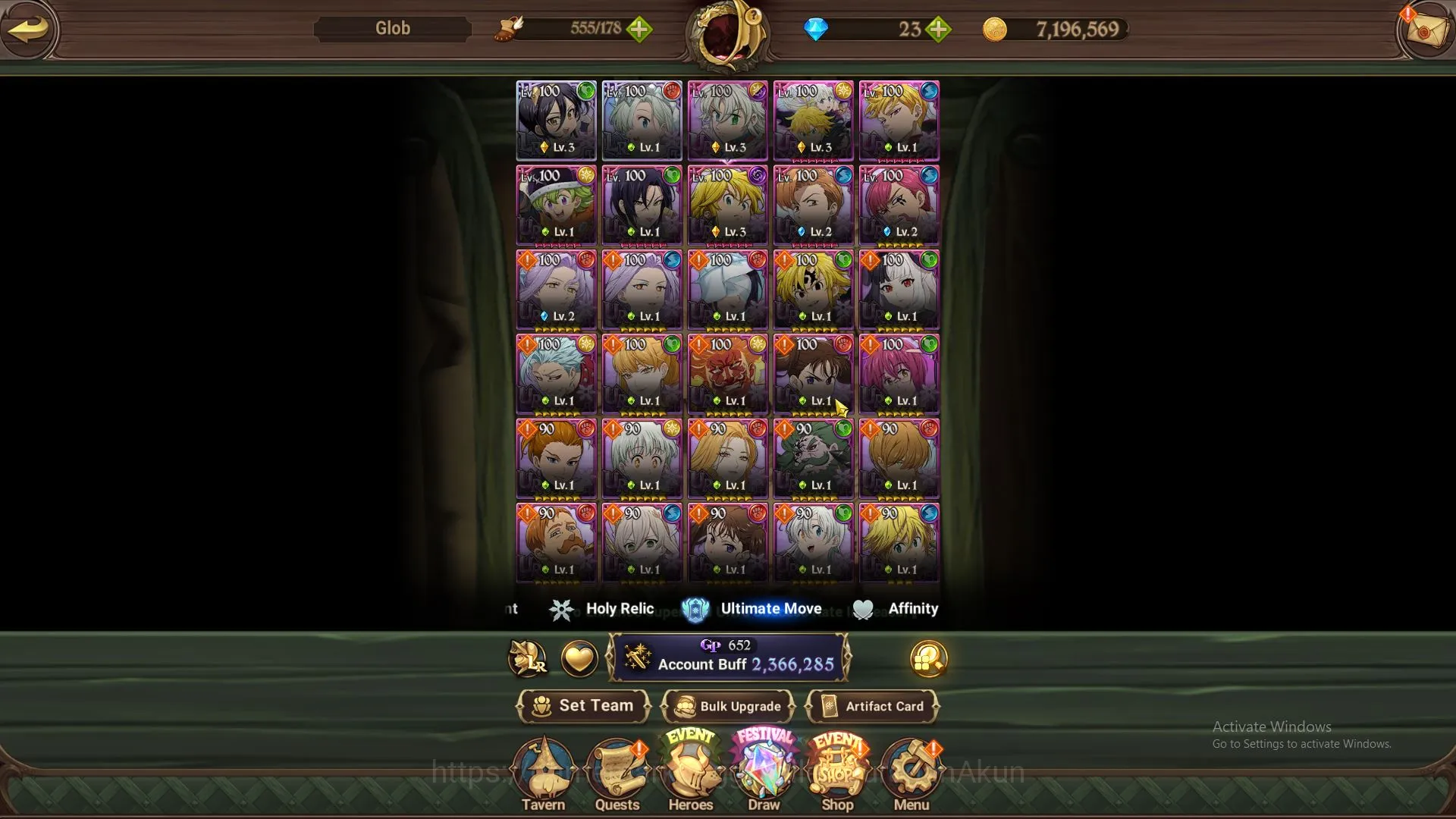 The Seven Deadly Sins: Grand Cross Accounts Midgame GLOBAL | 2,3M CC | 2 LR + 7 UR 5