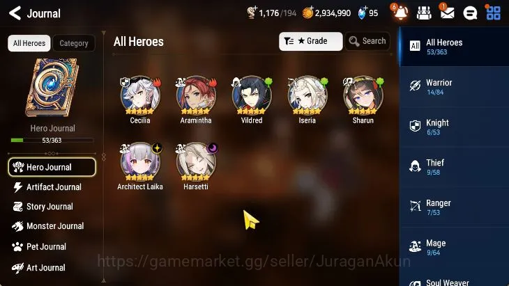 Epic Seven Accounts Starter Global Unverif|Fresh Starter|2 ML(Architech Laika,Har setti) Aramitha,Sharun,etc|POH 3