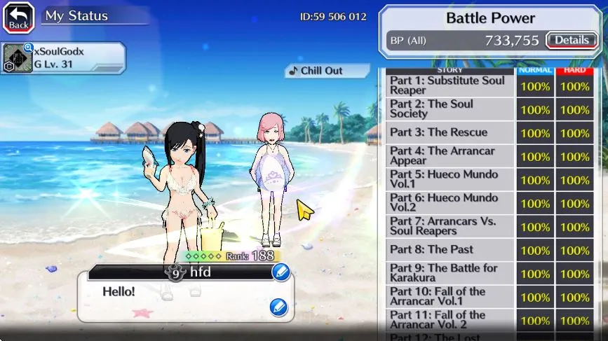 Bleach: Brave Souls Accounts High-End [GLOBAL]50k Orb|Ruika10Th,Gremmy9Th,Ichigo8Th,White8Th,Gin Fierce,Macy,Noel 2