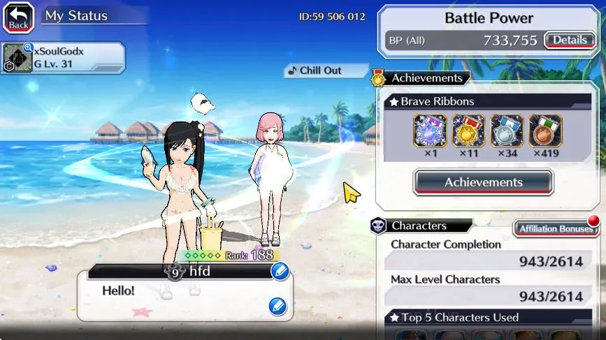 Bleach: Brave Souls Accounts High-End [GLOBAL]50k Orb|Ruika10Th,Gremmy9Th,Ichigo8Th,White8Th,Gin Fierce,Macy,Noel 5