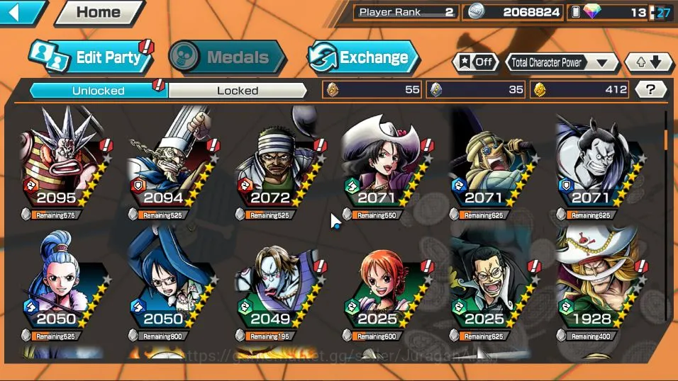 One Piece Bounty Rush Accounts Mid-Tier Global| 2 META EX | Seraphim S-Snake, Hunger Pangs Charlotte Linlin | Rank 2 |Log 6