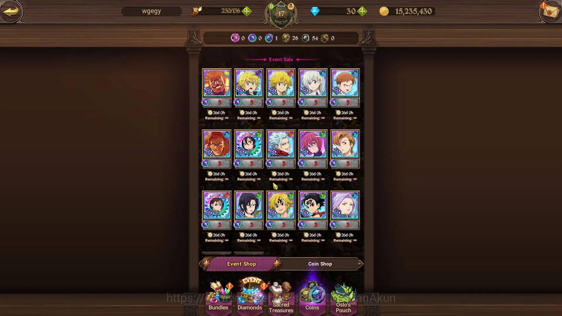The Seven Deadly Sins: Grand Cross Accounts Starter Global | Starter | 487K CC,Ch2 | 4 UR | Lancelot 2/6,ODK,Skuld,DKM |Code 5
