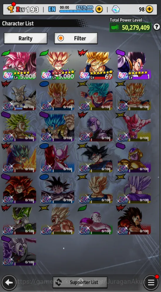 Dragon Ball Legends Accounts Mid-Tier 50M Total Power|LV 193|4 UL+ 21 LL| SS2 Gohan, SS Goku, SS Rose Goku, Vegeta, and ETC 2