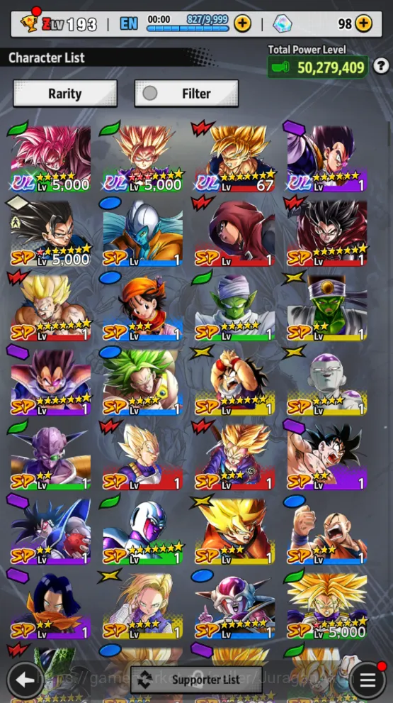 Dragon Ball Legends Accounts Mid-Tier 50M Total Power|LV 193|4 UL+ 21 LL| SS2 Gohan, SS Goku, SS Rose Goku, Vegeta, and ETC 3