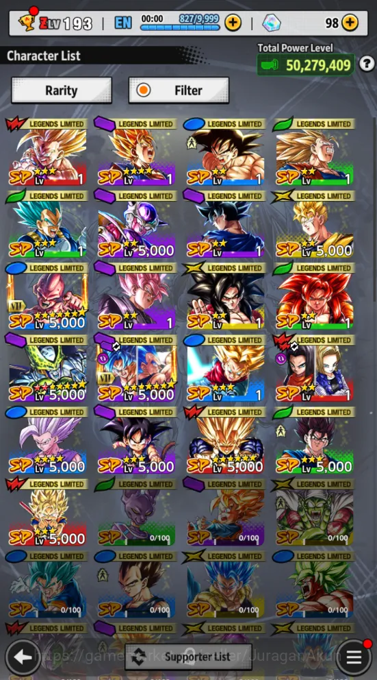 Dragon Ball Legends Accounts Mid-Tier 50M Total Power|LV 193|4 UL+ 21 LL| SS2 Gohan, SS Goku, SS Rose Goku, Vegeta, and ETC 5