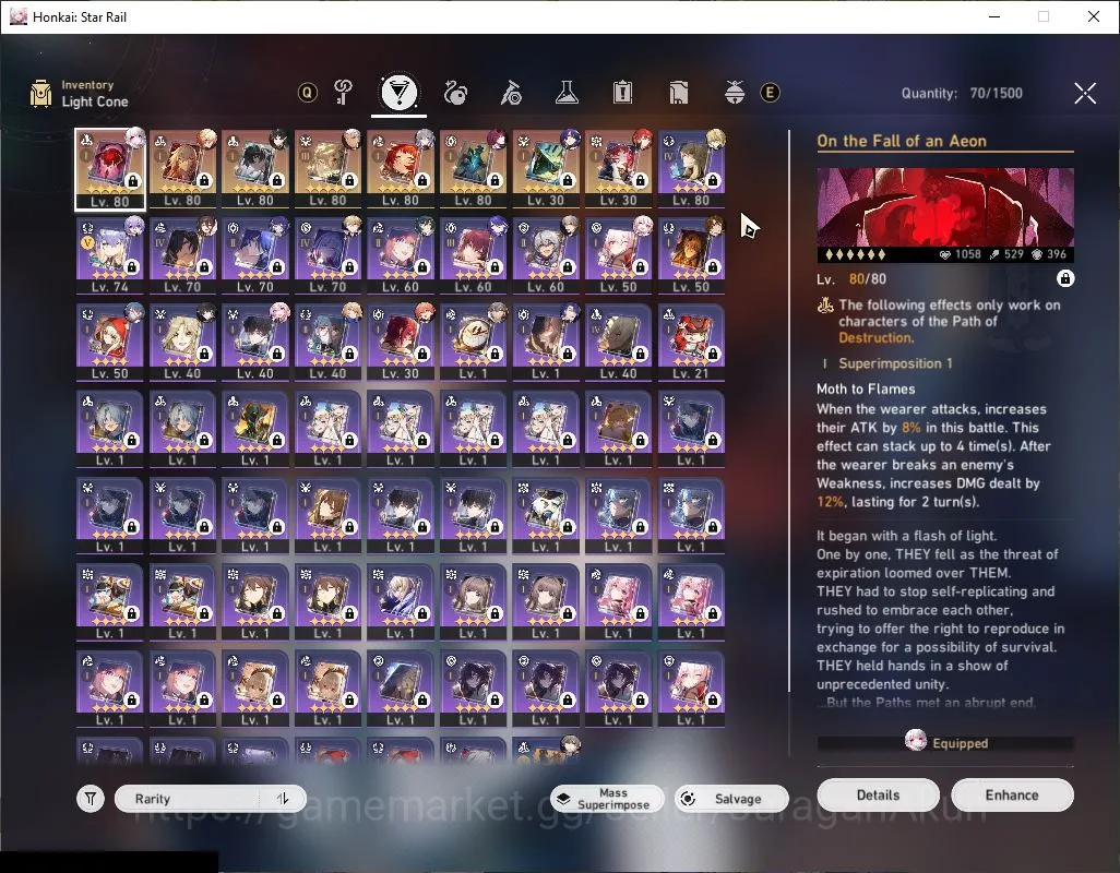 Honkai Star Rail Accounts End Game Asia |TL 68|8 limited|[Acheron E2,Dan Heng IL+Sign,MyDei+Sign] Kafka,Dr Ratio,Luocha 5