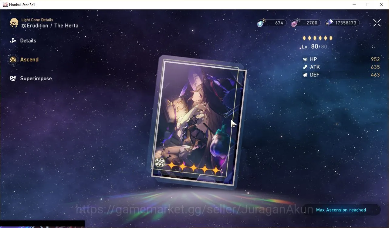 Honkai Star Rail Accounts End Game Asia [TL70] 14 Limited (The Herta+Sign, Jingliu+Sign, Silver Wolf+Sign, Jade, Robin and 7