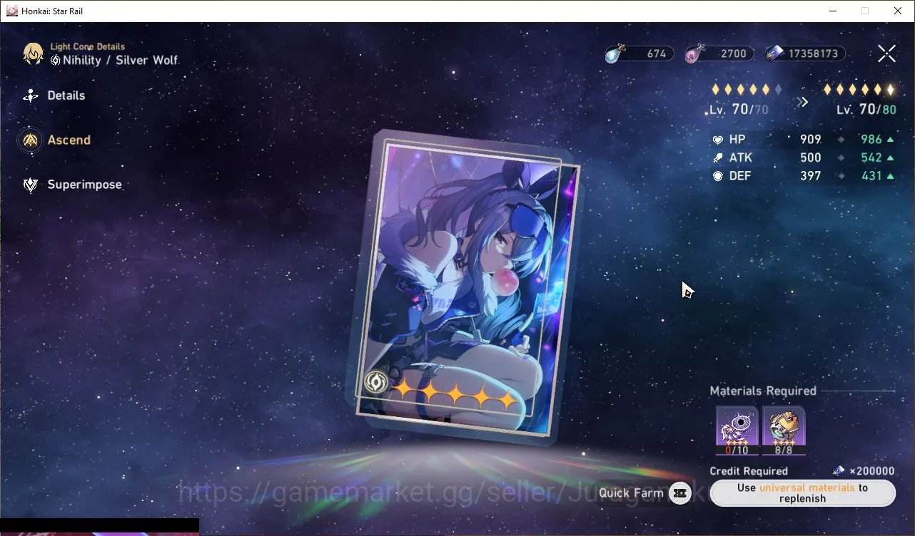Honkai Star Rail Accounts End Game Asia [TL70] 14 Limited (The Herta+Sign, Jingliu+Sign, Silver Wolf+Sign, Jade, Robin and 8