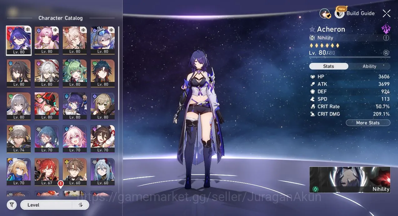 Honkai Star Rail Accounts Mid Game ASIA [TL70] 7 Limited (Acheron+Sign,Jiaoqiu,Silver wolf[E1],Rappa,ETC)|Amphoreus|Take 4