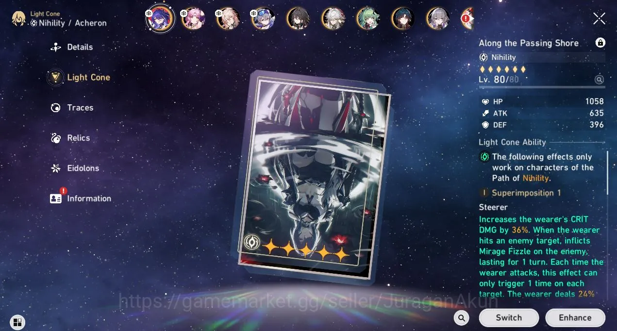 Honkai Star Rail Accounts Mid Game ASIA [TL70] 7 Limited (Acheron+Sign,Jiaoqiu,Silver wolf[E1],Rappa,ETC)|Amphoreus|Take 8