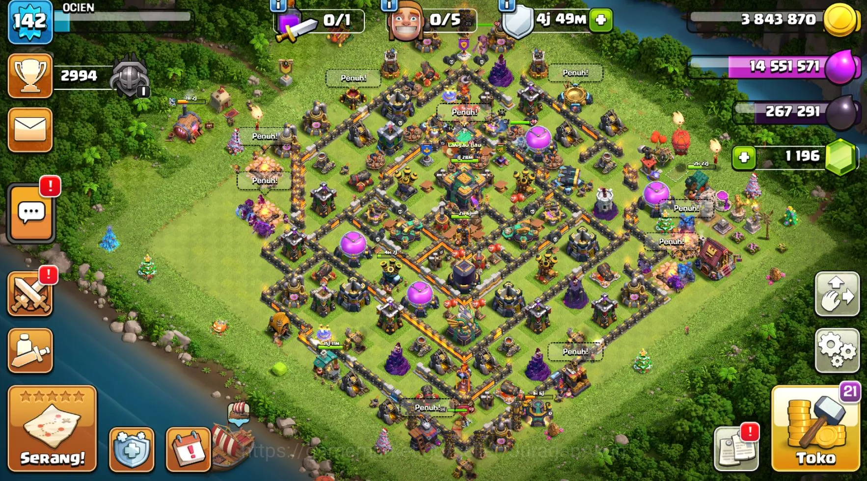 Clash of Clans Mid-Tier TH 14 Thropy 2994| BK34 - AQ41 - GW23 - MP40 - RC1 image 1