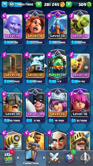 Clash Royale Accounts Midgame Lvl30|Trophy 6120|LimitedSkin|KTL 11|Card 106|4EVO,2 Champ 12 Legend,33 5