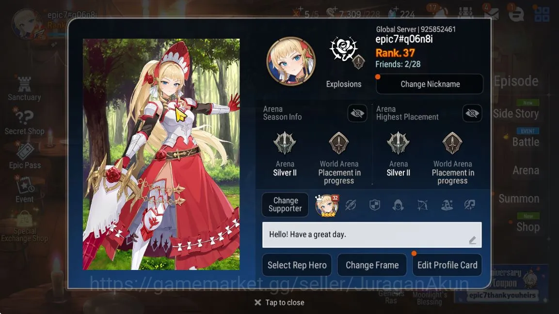 Epic Seven Mid-Tier Global Unverif|Best Starter|4 ML(DK Sharun,Har set image 1