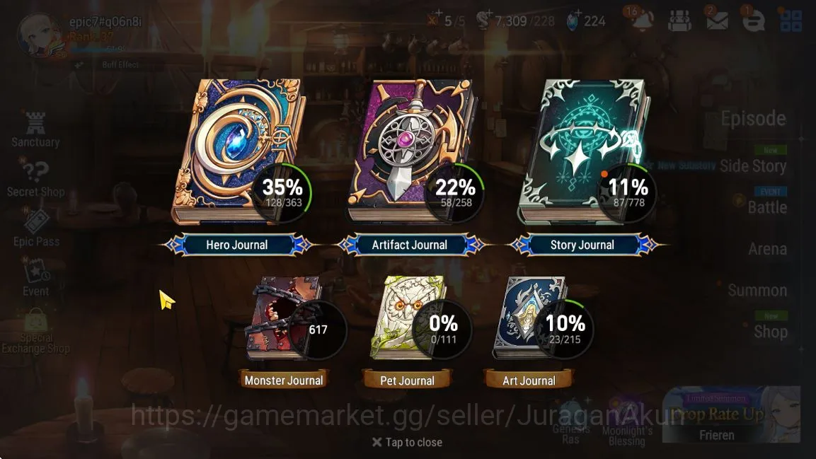 Epic Seven Accounts Mid-Tier Global Unverif|Best Starter|4 ML(DK Sharun,Har setti,CCharles,JudgeKise)Limited Festive 5
