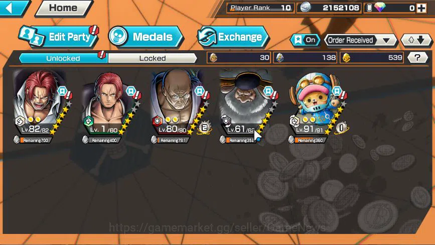 One Piece Bounty Rush Accounts Mid-Tier Global|4EX |5 Elders St.Ethanborn V.Nusjuro,5 Elders St.Saturn,DD Shanks,Film Red 5