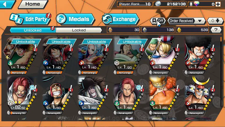 One Piece Bounty Rush Accounts Mid-Tier Global|4EX |5 Elders St.Ethanborn V.Nusjuro,5 Elders St.Saturn,DD Shanks,Film Red 6