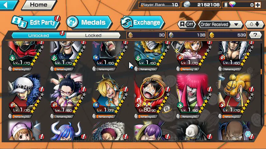 One Piece Bounty Rush Accounts Mid-Tier Global|4EX |5 Elders St.Ethanborn V.Nusjuro,5 Elders St.Saturn,DD Shanks,Film Red 8