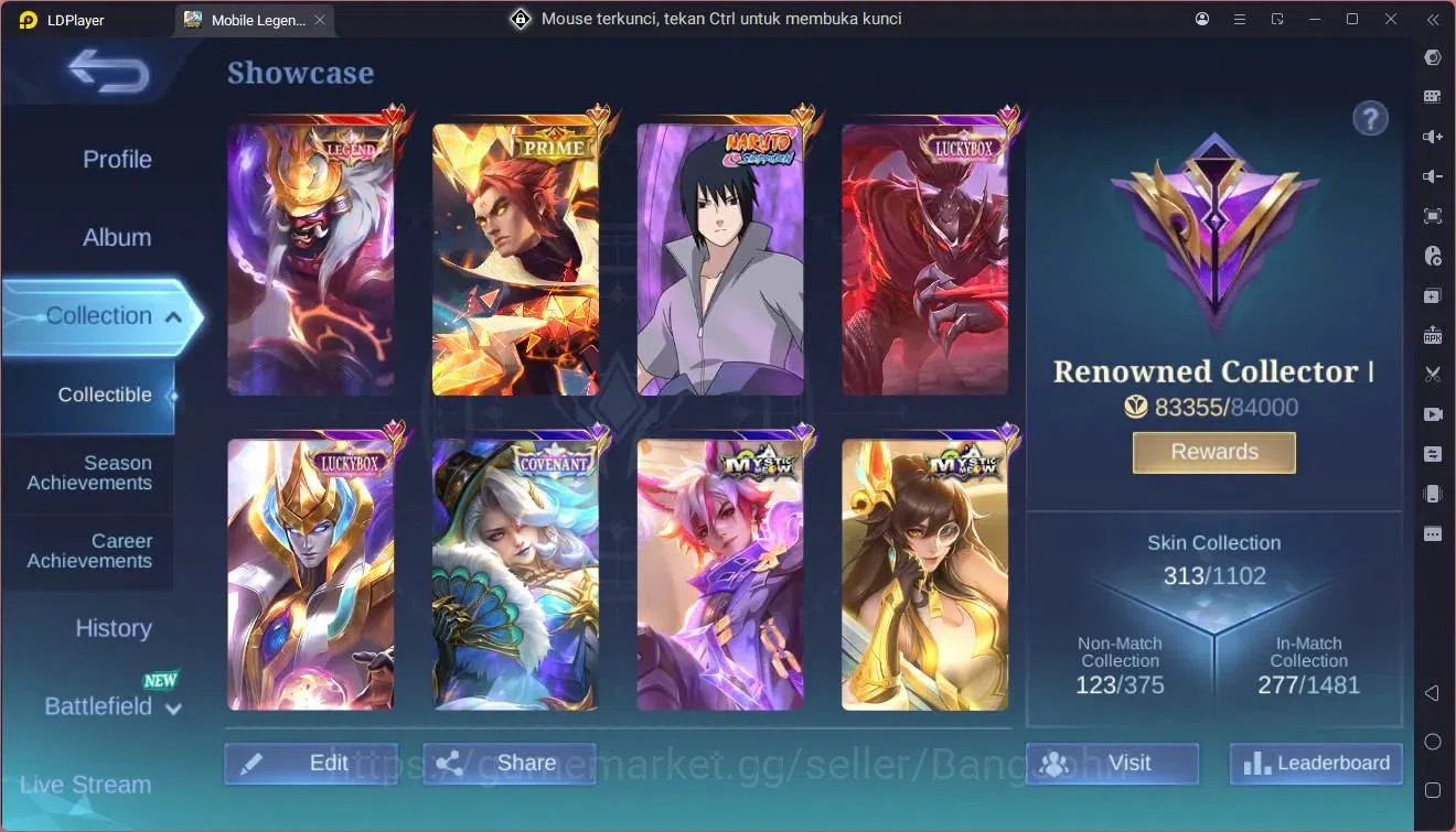 Mobile Legends: Bang Bang Accounts GLOBAL Hero 132 Skin 313|Legend franco|Prime YZ|Na image 15