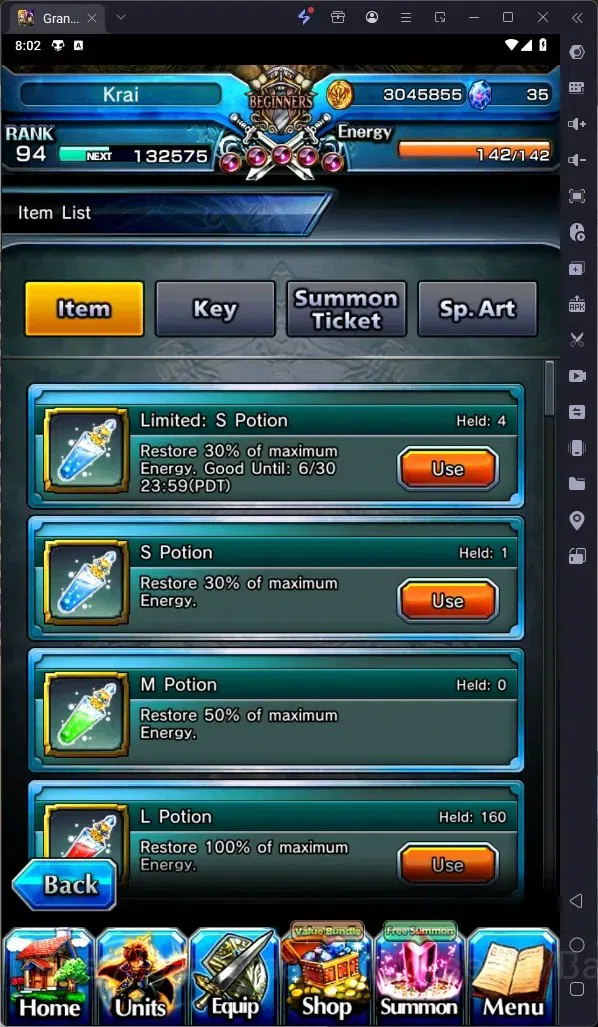 Grand Summoners Accounts Global | Rank 94 |UltinatePaladinRoy Lv,120TW,Houk image 2