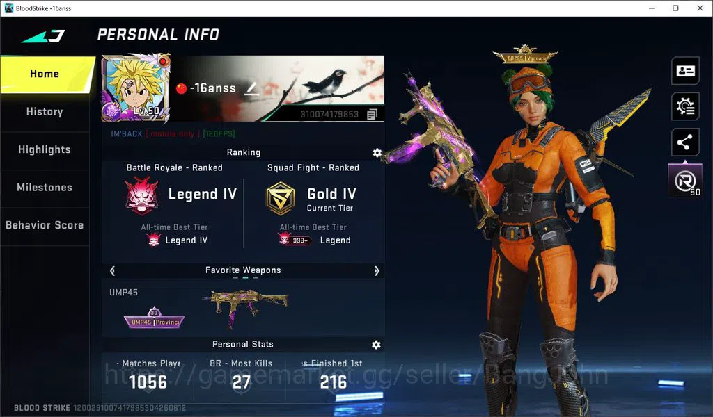 Blood Strike Accounts Asia | Lvl 50 | Legend | Collab AoT KAG6 & FAL | C image 1