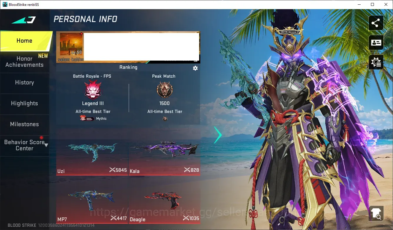 Blood Strike Accounts Collab Skin ASIA|1 EVO:Fal|4 Eternal Weapon|5 Eternal Striker(3 Collab)|2 Ultra Melee|4 Collab 1