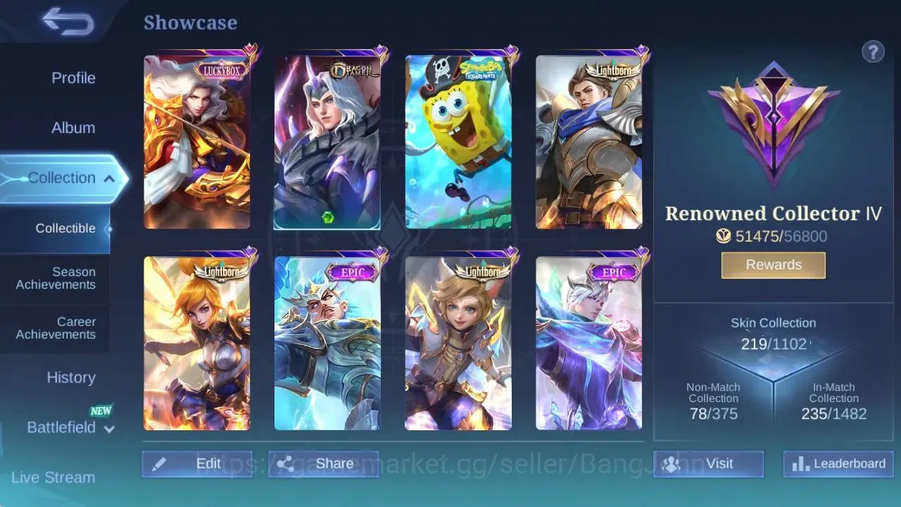 Mobile Legends: Bang Bang Accounts Global|Hero 106|Skin 219|Renowned|CC Natalia|KOF K image 2
