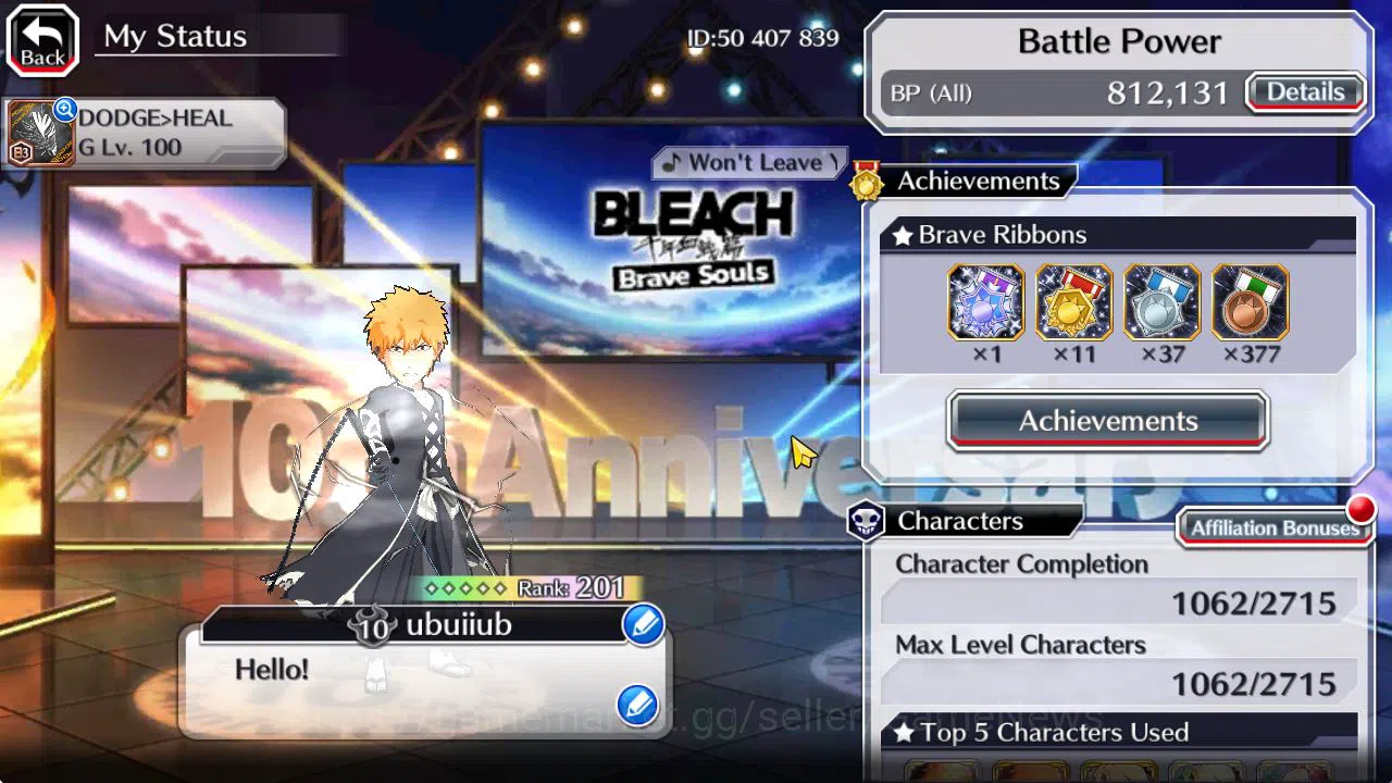 Bleach: Brave Souls Accounts [GLOBAL]53K Orbs|TYBW26(BazzB,Jugram),Rukia 10th A image 10