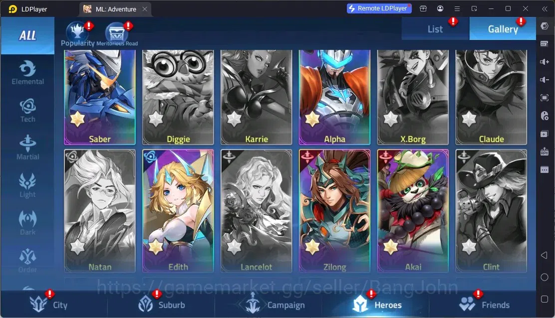 Mobile Legends: Adventure Accounts Global | LV 45 | 718K Power | VIP 5 | Camp 27-1 | Hero 62 | 30 SSR | Detail Check SS 16