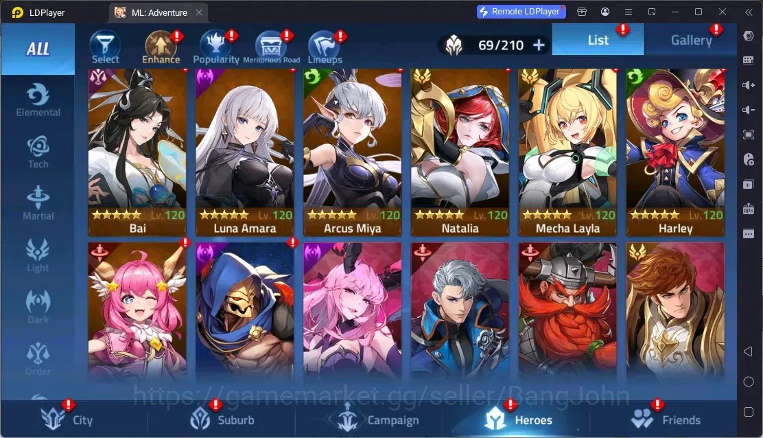 Mobile Legends: Adventure Accounts Global | LV 45 | 718K Power | VIP 5 | Camp 27-1 | Hero 62 | 30 SSR | Detail Check SS 5