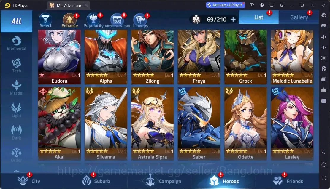 Mobile Legends: Adventure Accounts Global | LV 45 | 718K Power | VIP 5 | Camp 27-1 | Hero 62 | 30 SSR | Detail Check SS 7