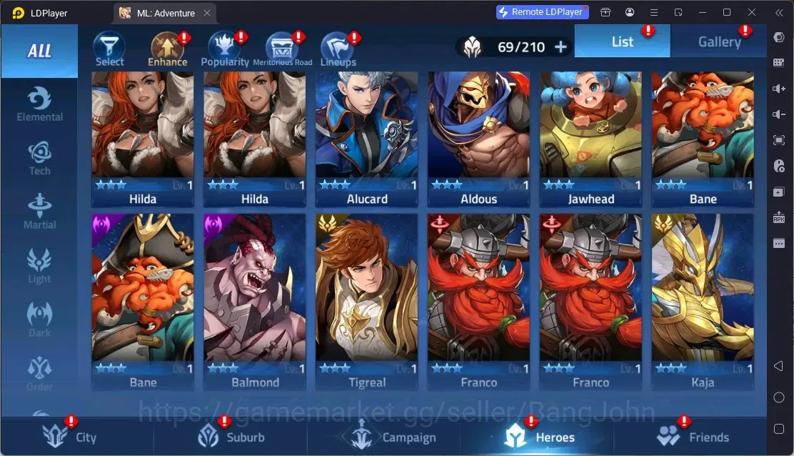 Mobile Legends: Adventure Accounts Global | LV 45 | 718K Power | VIP 5 | Camp 27-1 | Hero 62 | 30 SSR | Detail Check SS 9