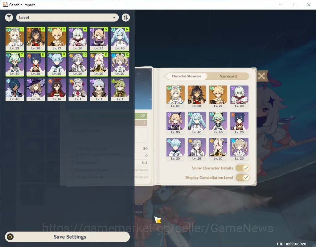 Genshin Impact Accounts Starter Asia|AR 22| 1 Limited (Vesna) + 1 Standard (Dehya) | All Unset | Low Main Quest & Map 1